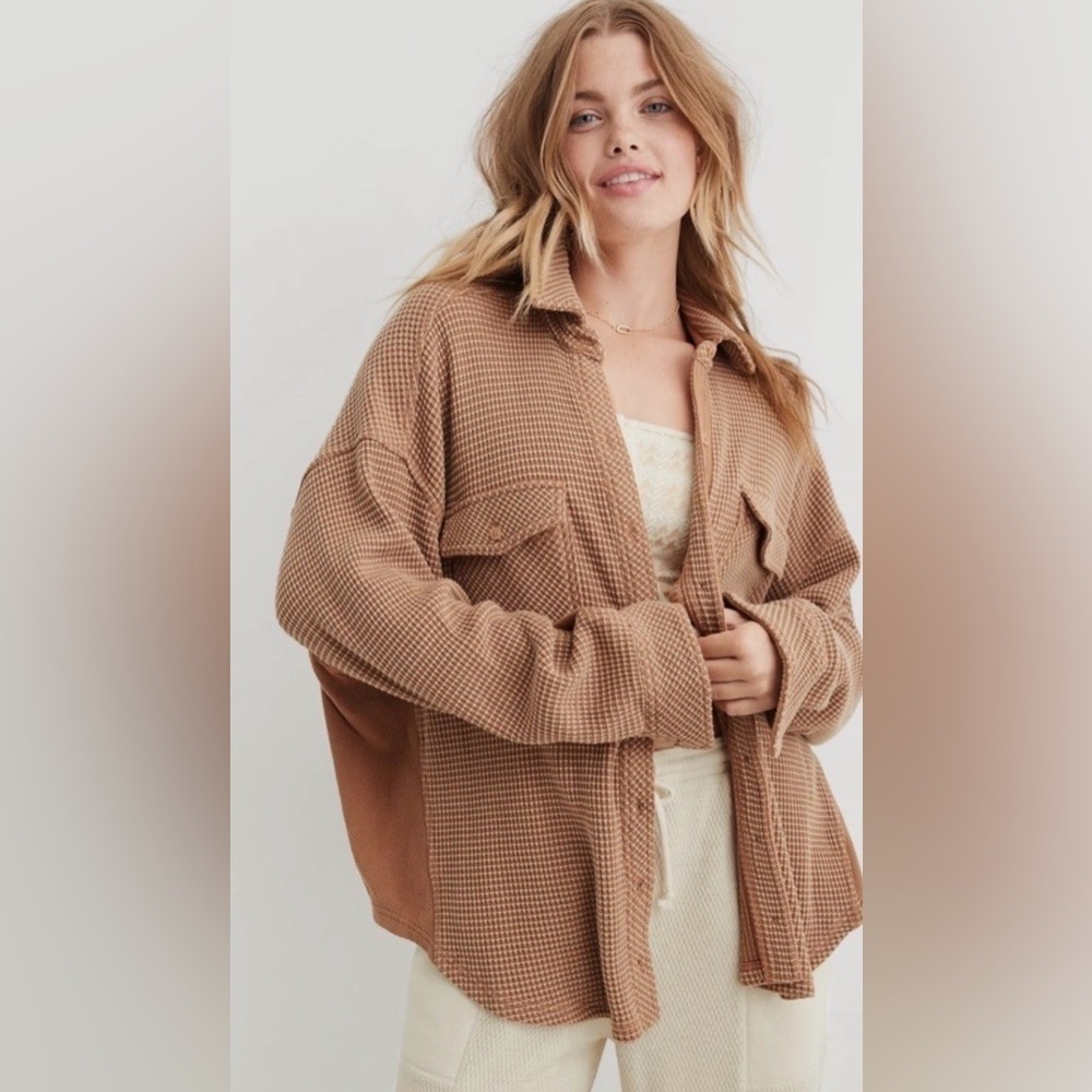 Aerie Lumber Jane Waffle Knit Shacket